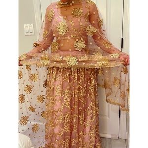 Light Pink Sequined Indian Wedding Lehenga